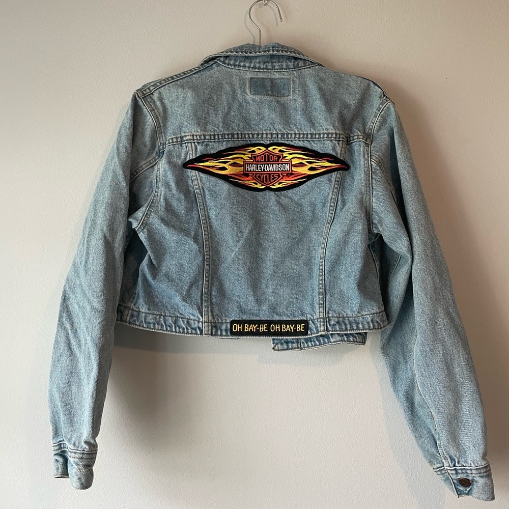 Vintage Riders jean jacket with Harley Davidson patches